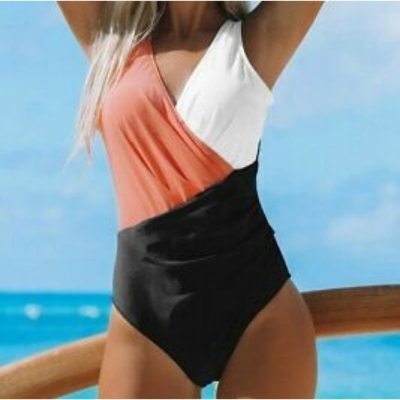 Color block one-pice swimsuit Sz M - Picture 3 of 13